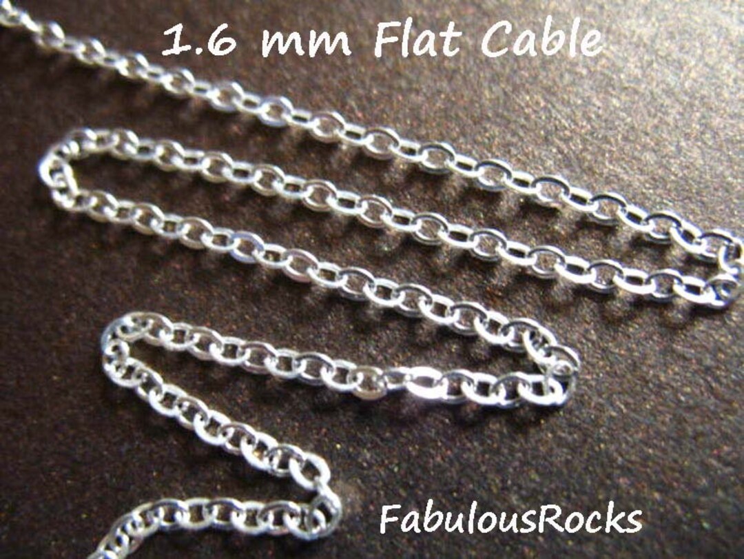 Sterling Silver Cable Chain, 2x1.6 Mm Flat Cable Links