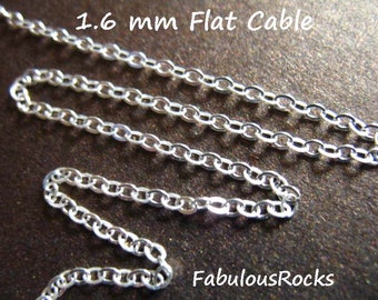 Sterling Silver 1.6mm Flat Cable Chain, Bulk Jewelry Supplies