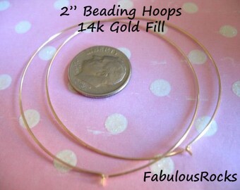 1-10 pairs, Large Gold Hoop Earwires Earrings Ear Wires, 14k Gold Filled / 2" inch, 50 mm, Basic Everyday Hoops / gfh50 ihl.p bh V1 ih solo