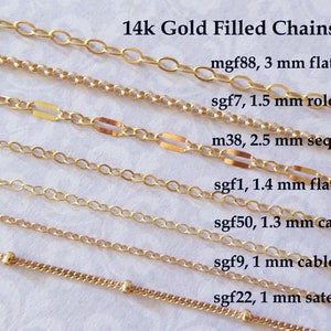 14k Yellow Gold Filled Or White Gold Filled Cable Chain Necklace For Women And Men 1mm, 1.3mm, 1.5mm or 2.1mm - sizes from 14 to 30 inch long 