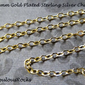 GOLD Chain, 2X1.5 mm Flat Cable, 18k Gold Plated over Sterling Silver, jewelry making supplies, Wholesale bulk chain ss V88 tpc ib s88 image 1