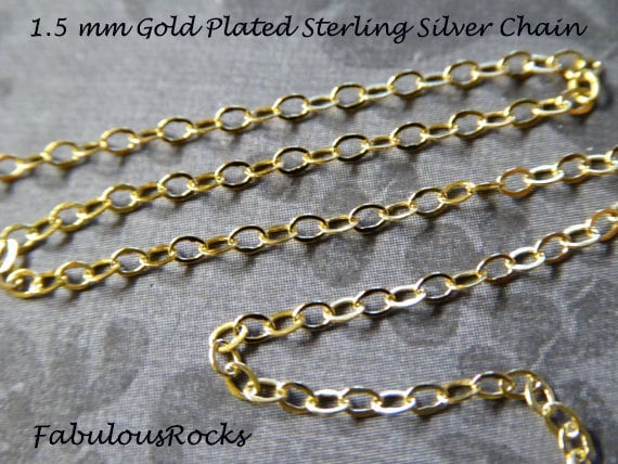 GOLD Cable Chain by the foot 2X1.5 mm 