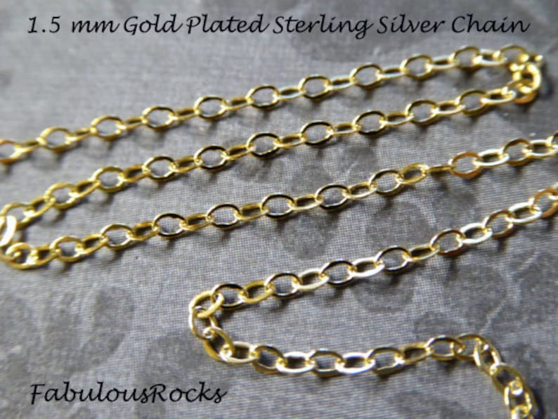 GOLD Chain, 2X1.5 mm Flat Cable, 18k Gold Plated over Sterling Silver, jewelry making supplies, Wholesale bulk chain ss V88 tpc ib s88 image 1