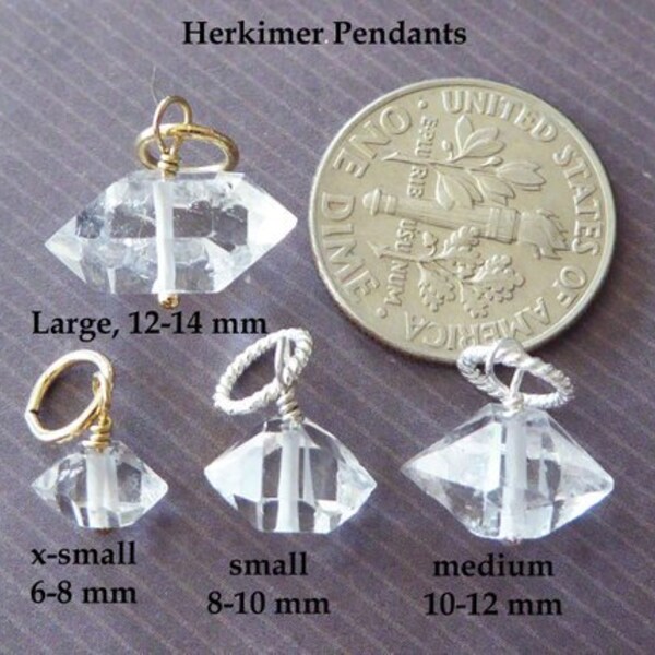 HERKIMER Pendant Charm, Raw Herkimer Diamond Jewelry / Herkimer Necklace Handmade Jewelry / April Birthstone Herkimer Gemstone Jewelry gd602