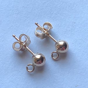 Gold BALL POST Earrings Earwires, 14k Gold Filled Posts, 4 mm ball - post and clutches ..p4