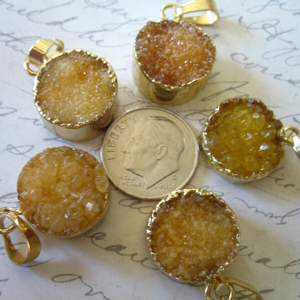 1-10 pcs / Druzy Pendant Drusy Pendant Charm Drusy, 16-18 mm, Gold Edged Round Circle Druzy ap31.2 dr dd solo wf