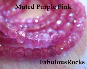 10-50 pcs / PINK SAPPHIRE Gemstone Beads Rondelle / Muted Purple Pink, Luxe AAA, 4-4.5 mm, Faceted Precious Gems / September Birthstone s tr