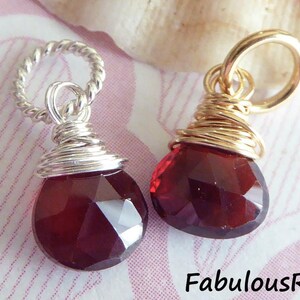 January Birthstone Garnet Pendant Garnet Charm, Garnet Heart Gem Dangle, Gift for Her Bridesmaids Mothers Day Sister Friend Birthday gd10