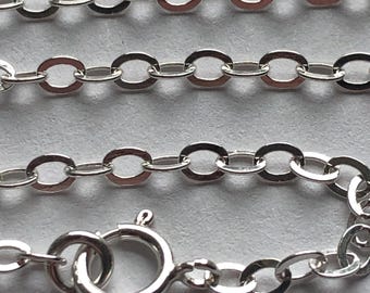 Sterling Silver Flat Cable Necklace Chain, Finished 16-18 inch