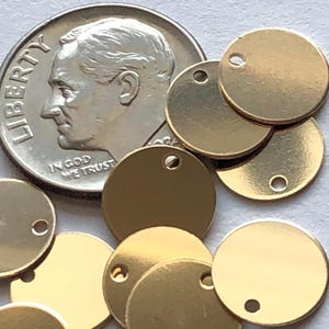 9 mm GOLD Blanks Discs, 14k Gold Filled Round Circle Blanks, 3/8&quot; inch, 26 gauge Circle,  blank9 blank110