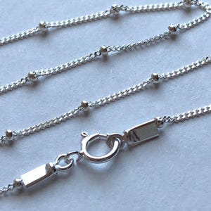 16 17 or 18&quot; inch, 925 Sterling Silver Chain, Finished Saturn Necklace Chain, Satellite Chain, 2 mm Beaded Ball, d177.d hp done
