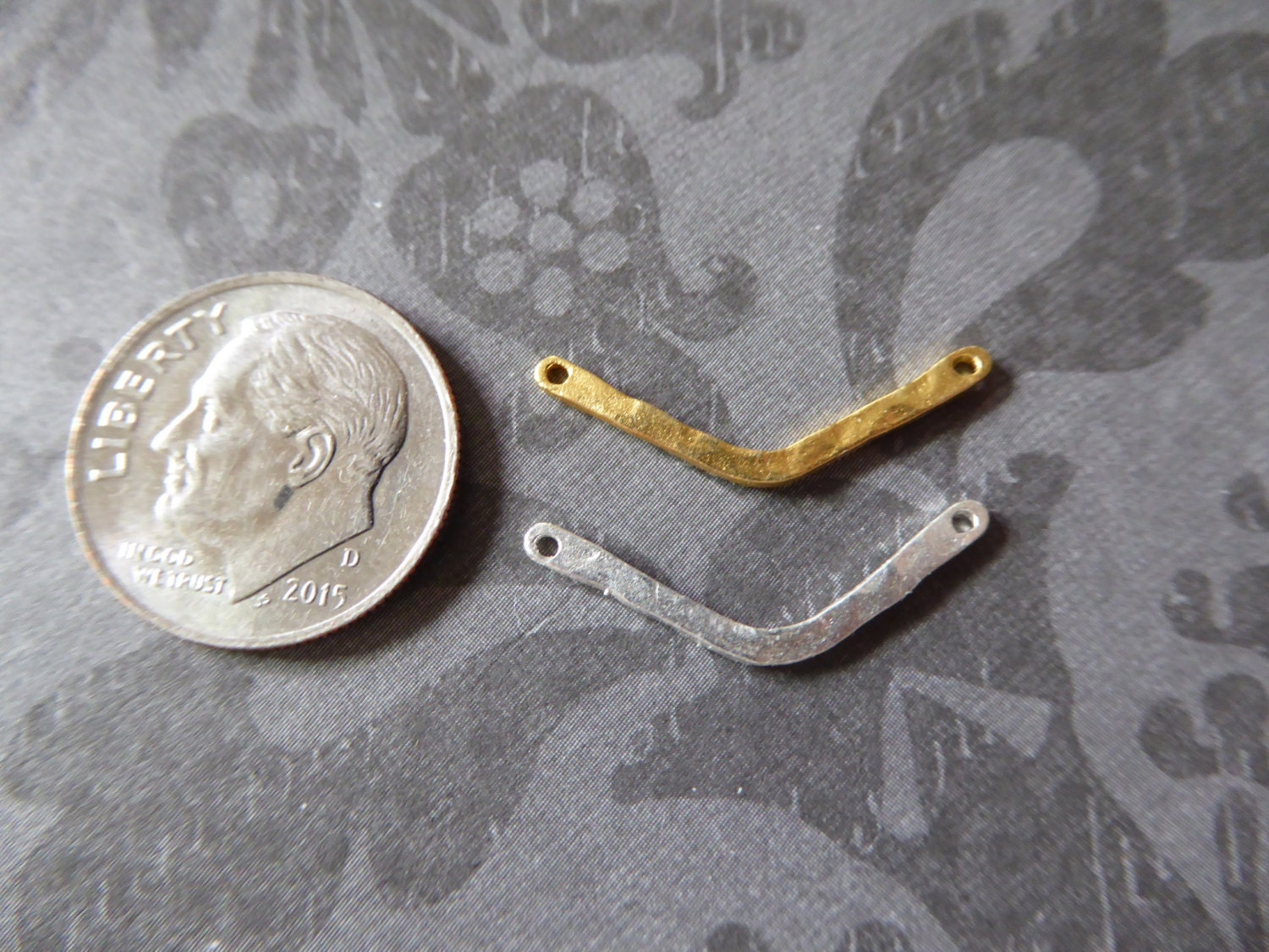 Small Chevron Bar Charm: Sterling Silver or Gold Vermeil Pendant