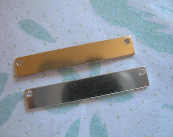 Gold Fill Bar Pendant Blank: Sterling Silver Stamping Charm (30.5x5 mm)