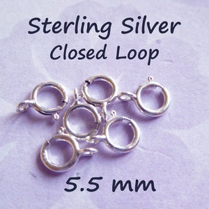 Puede incluir: Cierre de bucle cerrado de plata de ley, 5,5 mm de diámetro. Estos cierres de plata son perfectos para la elaboración de joyas.