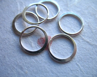 Sterling Silver Links Connectors, 8 mm, HALF HAMMERED Circle, Eternity Rings, Artisan organic n57.8plain hp solo