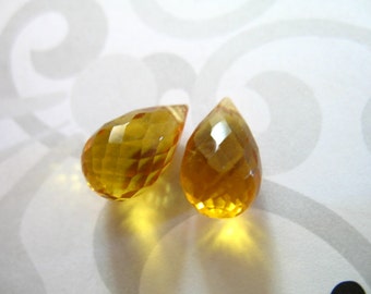 Quartz Pair Citrine Quartz Faceted Round Shape Briolettes 10pc Quartz 10mm Citrine Quartz