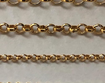 14k Gold Filled Rolo Chain by the Foot, Unfinished Belcher Chain