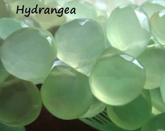 2-20 pieces, CHALCEDONY Briolettes Faceted Heart Gemstone Beads, Soft Hydrangea Green, Luxe AAA, 10.5-12 mm, Wholesale Gems solo 1012 bgg