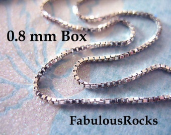 1 to 100 ft / Box Chain Wholesale, Sterling Silver Chain Bulk, 0.80 mm Solid 925 SS Jewelry Necklace Chain, Jewelry Supplies solo SS S868 hp