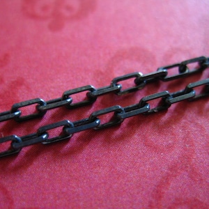 Oxidized Sterling Silver Chain, Drawn Cable Necklace Chain, Rectangle Links, 2.5x1.7 mm, heavy, vintage SS..S601 ox