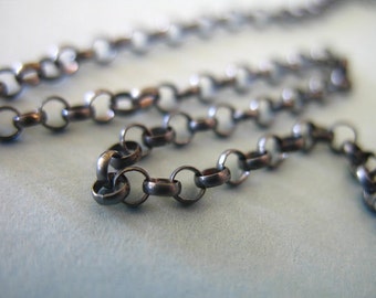 Rolo Chain, 2.0 mm, Oxidized Sterling Silver, 1 3 6 10 feet,  wholesale jewelry chain antique vintage.. SS.. S51..ox.. solo