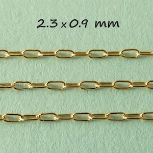 Dainty Gold Paperclip Chain Necklace Chain Wholesale 14k Gold Fill Drawn Paperclip Chain, 2.3x0.9 mm Paperclip Jewelry Chain sgf S16 q solo