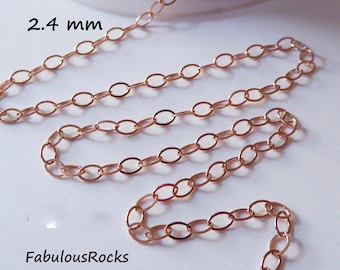 14k Rose Gold Filled Necklace Chain, 2.4mm Trace Chain - USA Made