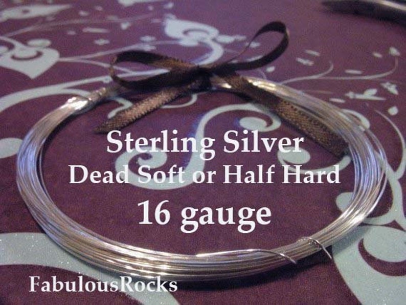 16 gauge Sterling Silver Wire Half Hard or Dead Soft Thick Round Wire great for bangles rings custom designs w16 wss16 hp Wholesale Wire