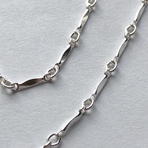 Sterling Silver BAR Chain, Silver Dapped BAR Link Necklace Chain, 8.5x1 mm, Jewelry Chain Jewelry Supply, 925 SS Unfinished / ss s45 hp