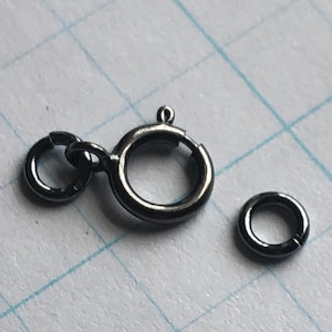 Oxidized Sterling Spring Ring Clasp Sets, 6 mm with Closed Loop  Wholesale Jewelry Supply Jewelry Findings, 5-100 sets, ox fc.s