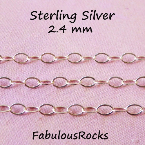 925 Sterling Silver Chain Bulk Flat Cable Chain Wholesale Etsy