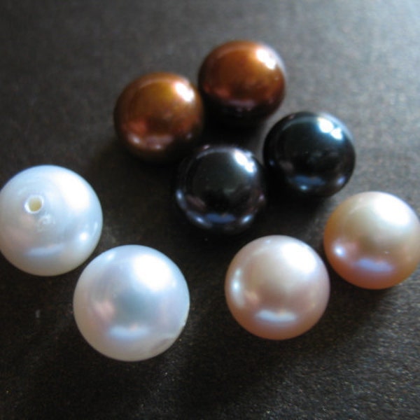 Button Pearls, Half Drilled, 1/2 Drilled, Freshwater Cultured Pearls, 3-12 Pairs Bulk, 7-8 mm, over 12 colors options, rgg mp rw rb solo