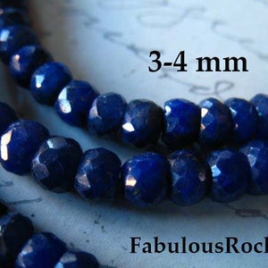 10-50 pcs / SAPPHIRE Beads Rondelle Gems Gemstones / Medium to Dark Blue, 3.5-4 mm, Dyed Luxe AAA / september birthstone dsa tr s 34 image 2