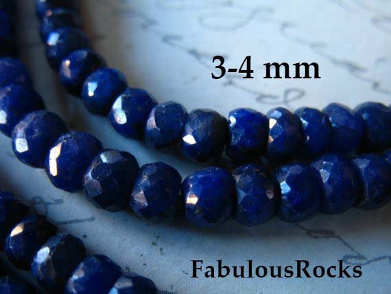 10-50 pcs / SAPPHIRE Beads Rondelle Gems Gemstones / Medium to Dark Blue, 3.5-4 mm, Dyed Luxe AAA / september birthstone dsa tr s 34 image 2