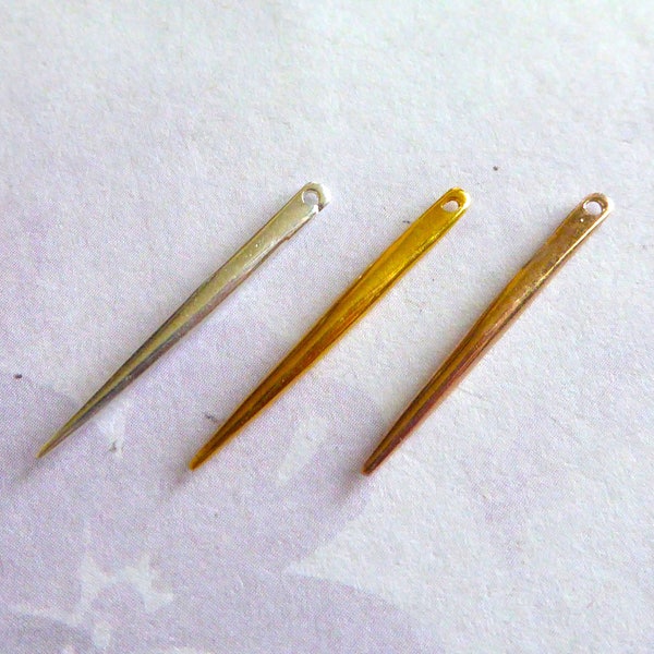 Spike Charm Pendant Needle / 1-10 pcs, 25 mm, SMALL Petite / Sterling Silver or 24k Gold Vermeil / wholesale finding modern sp.s art gdc