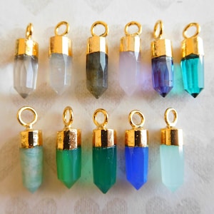 Gemstone Spike Pendant Charm Points Needle , 13-15x5 mm, Sterling Silver or 24k Gold Vermeil, gcp20 gc ll