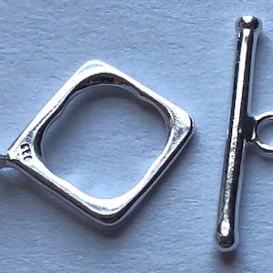 Square Toggle Clasp / Sterling Silver Toggle, 925 SS Toggle Clasp, DIAMOND SQUARE,17x12.5 mm / supplies findings small wholesale . t3 hp