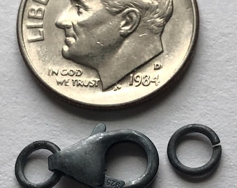 Zapięcie typu homar ze srebra próby 925 z kółkami łączącymi, 15,5 x 6 mm