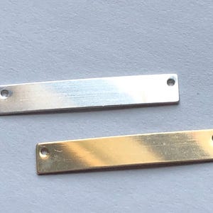 Gold Bar Blank Discs, 14k GOLD Fill or Sterling Silver Rectangle Bar Blank, 30.5x5 mm, 24 gauge, personalize stamping 2h