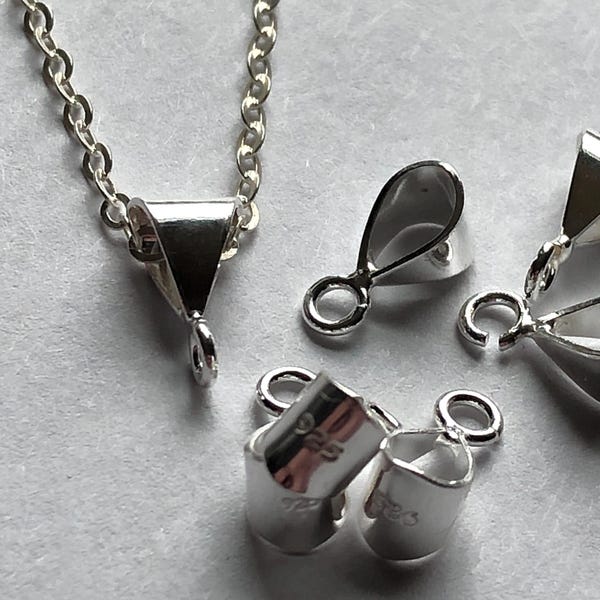 Sterling Silver Pendant Bails, 22k Gold Plated, 9x5 mm, Wholesale