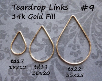 Teardrop Links Tear Drop Links Earrings Chandelier Ear Ring Findings, 1-10 pc, Sterling Silver or 14k Gold Fill  /  td22 td17 td19  f s solo