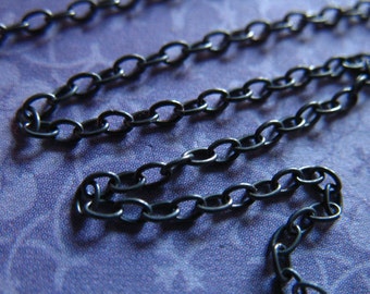 Oxidized Chain, Sterling Silver Cable Chain, 10-30% Less Bulk Footage, 2.3x1.65 mm, unfinished chain ss S65 ox