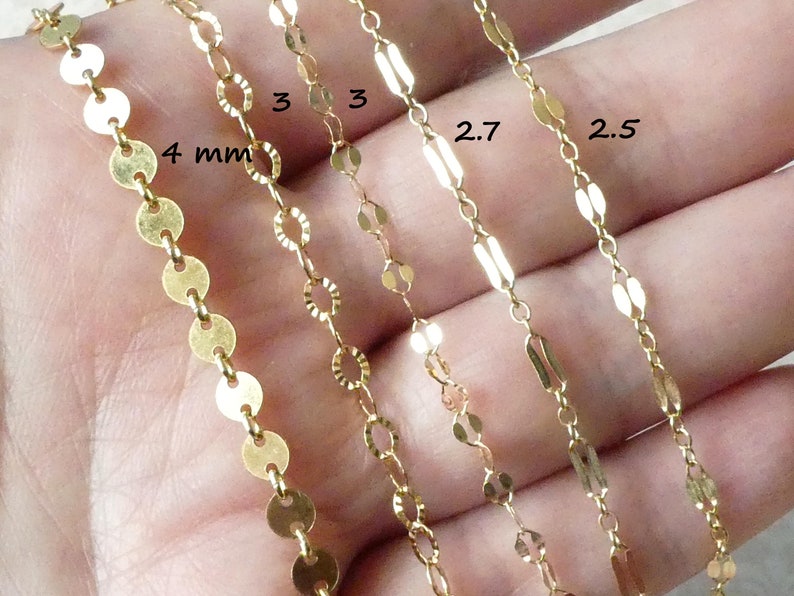 6.5x2.7 mm Sterling Silver Dapped Long and Short Chain Double Bar SEQUIN Chain 14k Gold Filled or 925 SS Necklace Chain q mmss solo c m46
