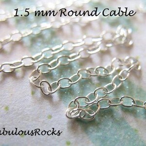 Round Cable Chain by the foot Wholesale, 925 Sterling Silver Cable Chain Bulk, 2x1.5 mm, ss s68 hp image 2