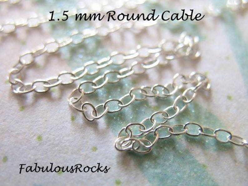 Round Cable Chain by the foot Wholesale, 925 Sterling Silver Cable Chain Bulk, 2x1.5 mm, ss s68 hp image 2