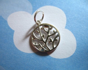 TREE Pendant Charm, Tree of Life Charm Pendant, Family Tree, Sterling Silver / 15x12 mm, nature wholesale  sf.tree solo tol122 gdc