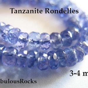 5-100 pcs / 3-4 mm TANZANITE Beads Rondelle Gemstones Semiprecious Gems / Periwinkle Blue, faceted, december birthstone brides 34 solo image 1