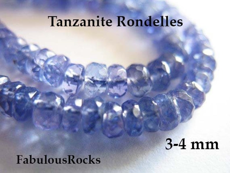 5-100 pcs / 3-4 mm TANZANITE Beads Rondelle Gemstones Semiprecious Gems / Periwinkle Blue, faceted, december birthstone brides 34 solo image 1