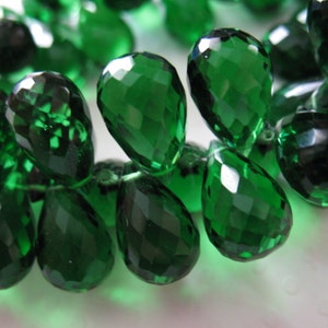 2-20 pcs / Emerald QUARTZ Green Tourmaline Briolettes Beads Tear Drops Teardrops / Large 13-14 mm / May October Birthstone bsc74 solo bgg image 2