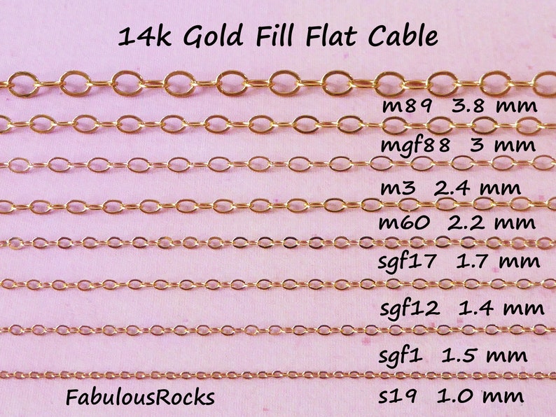 Gold Chain by the Foot 14k Gold Filled 2x1.5 Mm Flat Cable Etsy UK